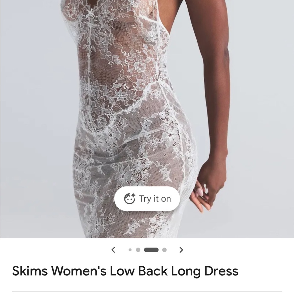 SKIMS White Lace Low-Back Maxi Dress - Picture 2 of 6